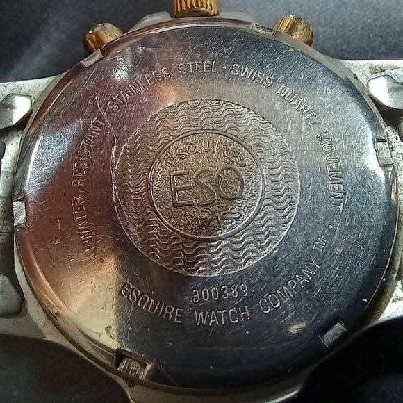 Esquire Swiss Watch Quartz Chronograph 300389 Stainless Gold Tones Water Resist - Picture 6 of 12